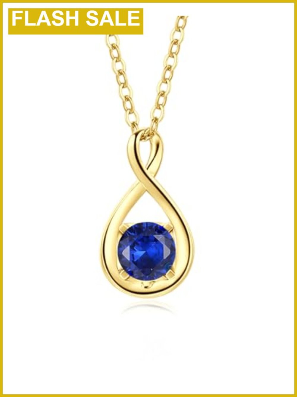 14K Solid Gold Birthstone Infinity Pendant Necklace Sterling Silver Chain
